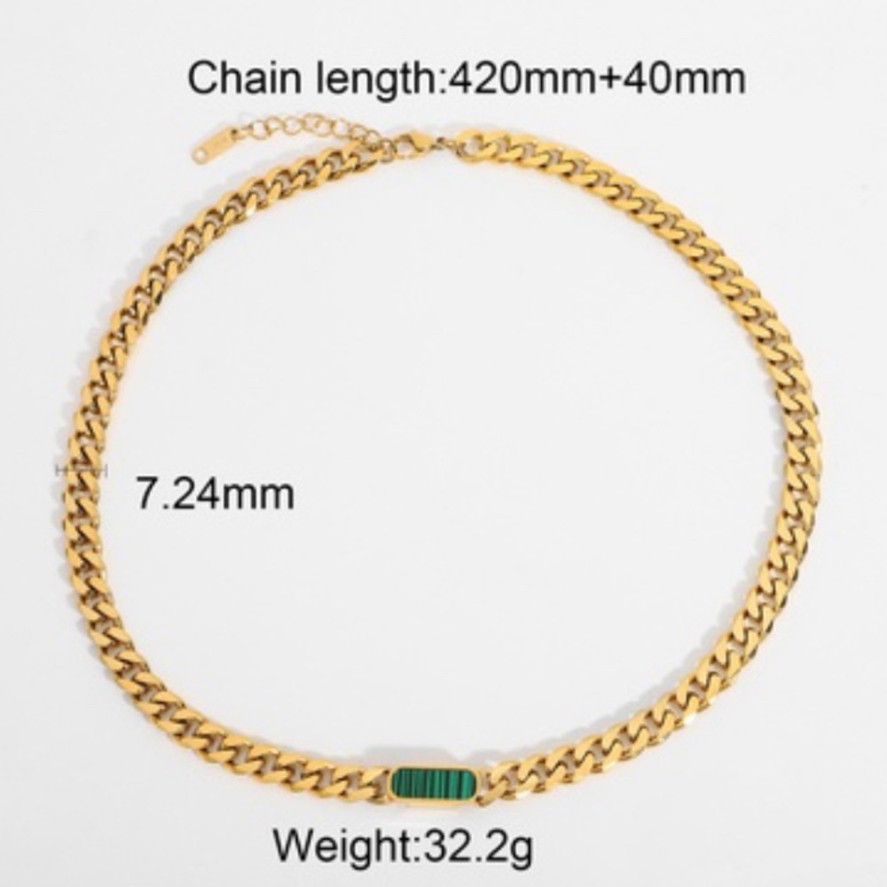 18K Cuban Malachite Necklace